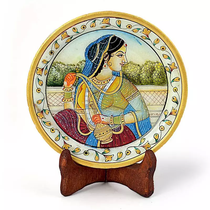 Rajasthani Princess Gold Meenakari Marble Painting Deepawali Special Gift 397