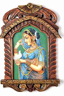 Rajasthani Princess With Pigeon Jharokha Painting Diwali Special Gift 412