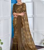 Brown Georgette Party Wear Saree With Blouse Piece