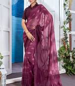 Purple Georgette Party Wear Saree With Blouse Piece