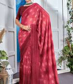 Red Georgette Party Wear Saree With Blouse Piece