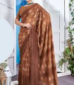 Brown Georgette Party Wear Saree With Blouse Piece