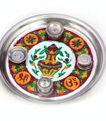 Meenakari Work Shubh Labh Fancy Kalash Pooja Thali Diwali Gift 416