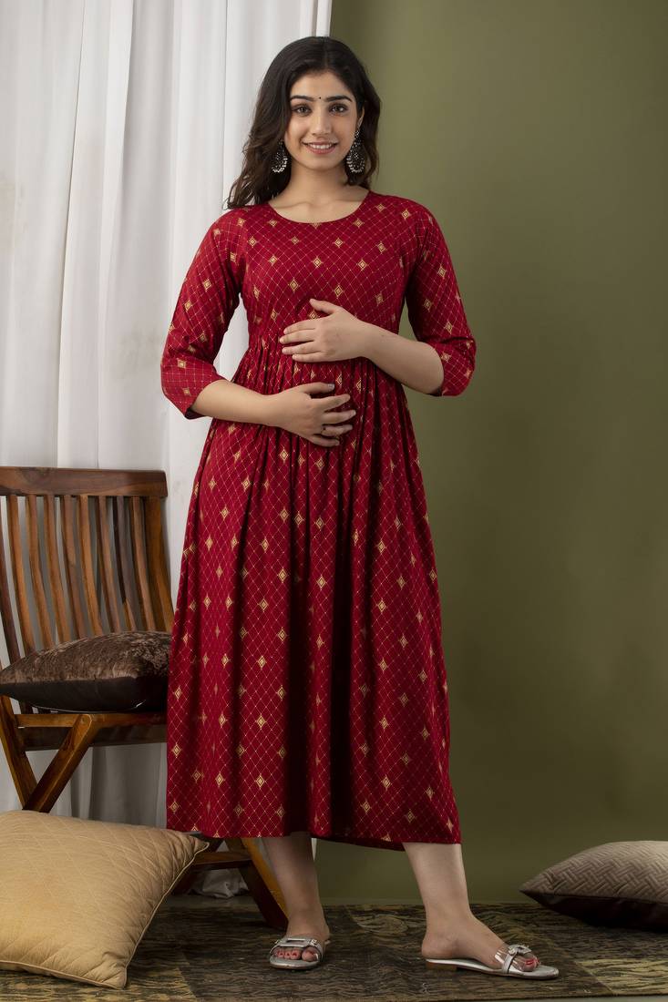 Women maternity feeding zip kurta