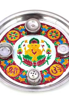 Designer Meenakari Shubh Laabh Ganpati Pooja Thali Deepawali Special Gift 417