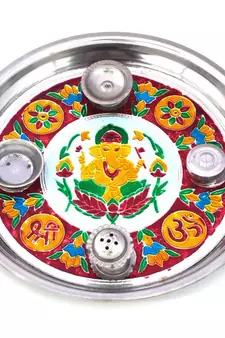 Designer Meenakari Shubh Laabh Ganpati Pooja Thali Deepawali Special Gift 417