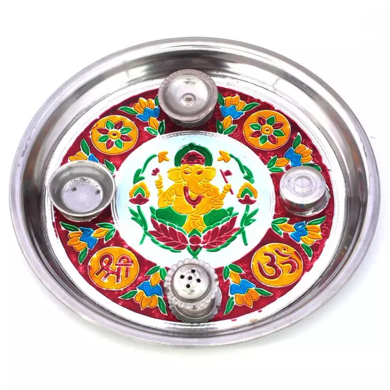 Designer Meenakari Shubh Laabh Ganpati Pooja Thali Deepawali Special Gift 417