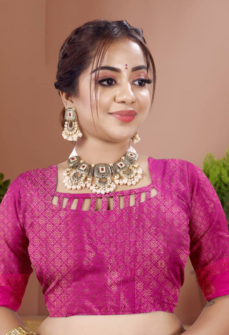 KORAMS DESIGN BANARASI SILK BLEND SAREE WITH BLOUSE FOR WOMEN