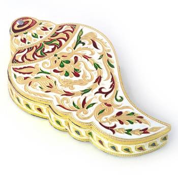 Handcraftd Shankh Shape Gold Minakari Dryfruit Box Diwali Special Gift 421 1