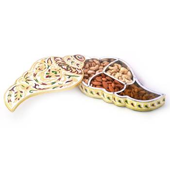 Handcraftd Shankh Shape Gold Minakari Dryfruit Box Diwali Special Gift 421 2