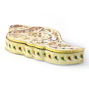 Handcraftd Shankh Shape Gold Minakari Dryfruit Box Diwali Special Gift 421 3