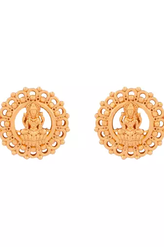 Black beads SHORT mangalsutra with Laxmi pendant and earrings one gram gold