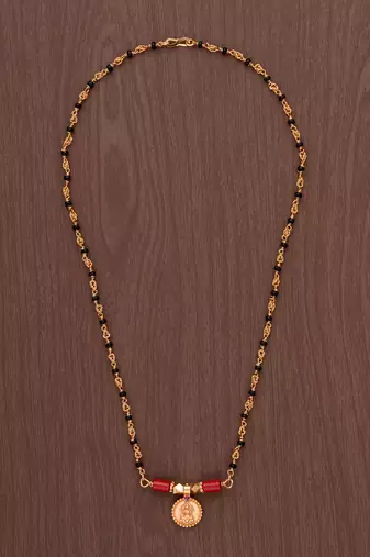 Black beads brahmamudi SHORT mangalsutra with Laxmi vati one gram gold