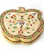 Stylish Apple Design Golden Meenakari Dryfruit Box Deepawali Gift 423