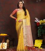 Katan Silk Blend Saree With Zari Weaving Design, Rich Pallu & Border.|Katan Silk|