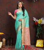 Katan Silk Blend Saree With Zari Weaving Design, Rich Pallu & Border.|Katan Silk|