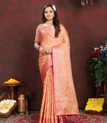 Katan Silk Blend Saree With Zari Weaving Design, Rich Pallu & Border.|Katan Silk|