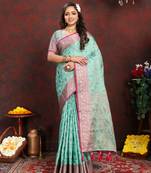 Katan Silk Blend Saree With Zari Weaving Design, Rich Pallu & Border.|Katan Silk|
