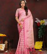 Katan Silk Blend Saree With Zari Weaving Design, Rich Pallu & Border.|Katan Silk|