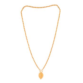 Golden rope chain mangalsutra medium length with Cross pendant one gram gold 3