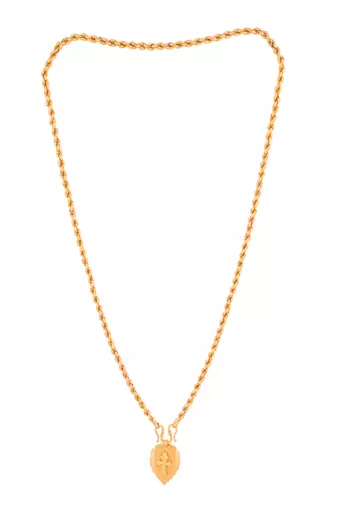 Golden rope chain mangalsutra medium length with Cross pendant one gram gold