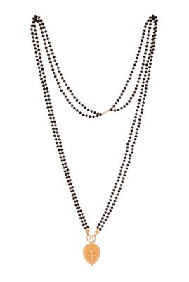 Black beads mangalsutra LONG with cross vati one gram gold 3