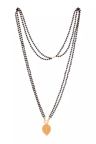 Black beads mangalsutra LONG with cross vati one gram gold
