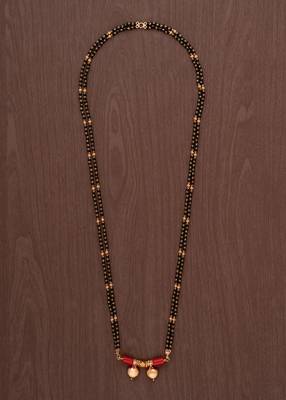 Black beads mangalsutra LONG with double vati one gram gold 2