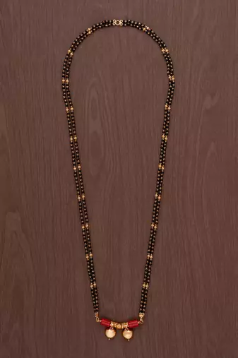 Black beads mangalsutra LONG with double vati one gram gold