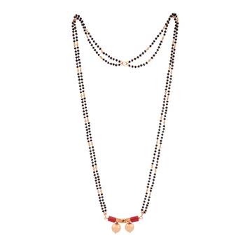 Black beads mangalsutra LONG with double vati one gram gold 3