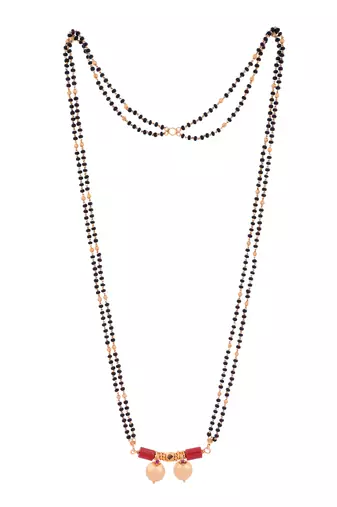 Black beads mangalsutra LONG with double vati one gram gold