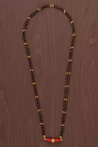Black beads mangalsutra LONG with GSB tali one gram gold