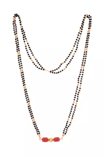 Black beads mangalsutra LONG with GSB tali one gram gold