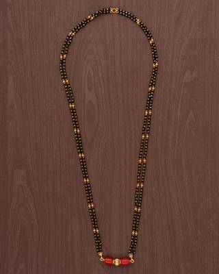 Black beads mangalsutra LONG with single vati one gram gold 2