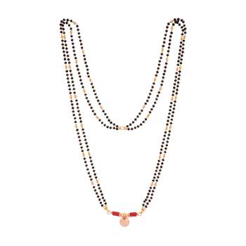 Black beads mangalsutra LONG with single vati one gram gold 3