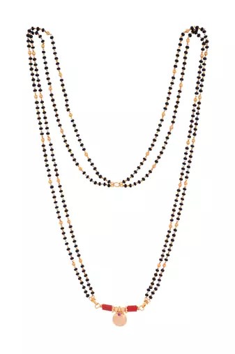 Black beads mangalsutra LONG with single vati one gram gold