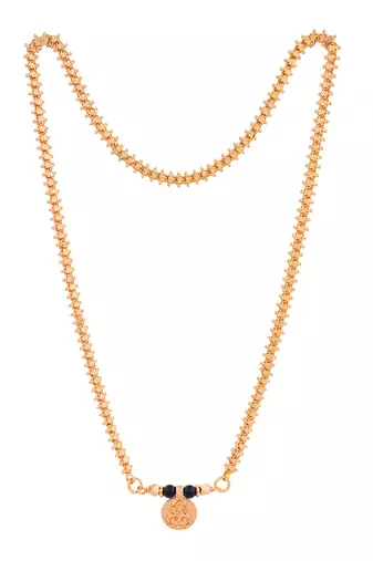 Golden MEDIUM length mangalsutra with single Laxmi vati one gram gold