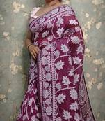 Beautiful Red Khadi Cotton Jamdani Saree