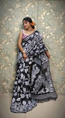 Beautiful Red Khadi Cotton Jamdani Saree 1