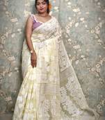 Beautiful Cream Khadi Cotton Jamdani Saree