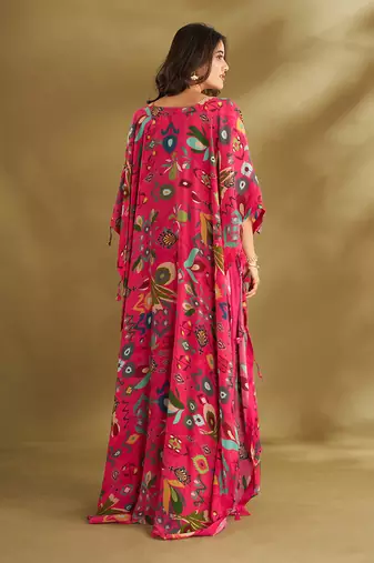 Pink viscose crepe printed  skirt sets