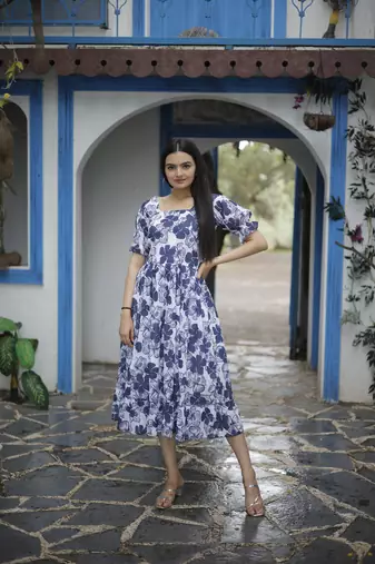 Blue colour georgette smart party kurti