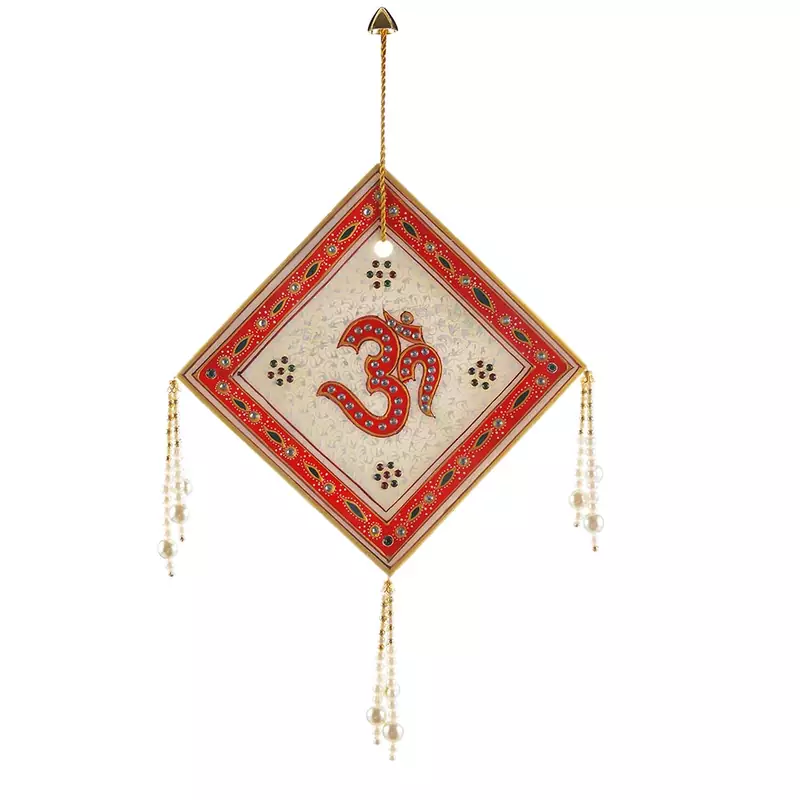 Rajasthani Square Designer Om Marble Wall Hanging Diwali Gift 442