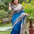 Ethnic Wear Blue tussar silk blend Zari Woven Traditional Saree