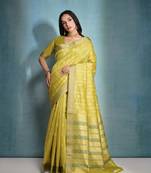 Mahendi tussar silk blend Weaving Ikkat Designer Traditional Saree