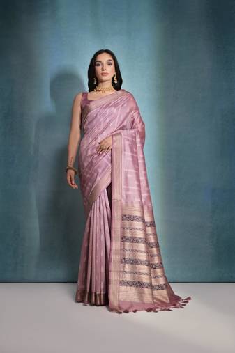 Wine tussar silk blend Weaving Ikkat Designer Traditional Saree