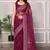 Wine ly Resham Embroidered Soft Net Partywear Girlish Saree
