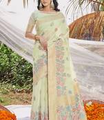 Smart And Elegant Pista Cotton Fancy Saree