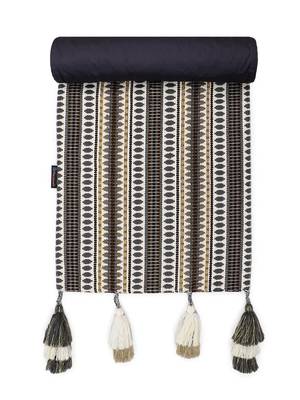 Mezposh stave grey, white & multi striped  cotton acrylic table runner (6 seater) 2