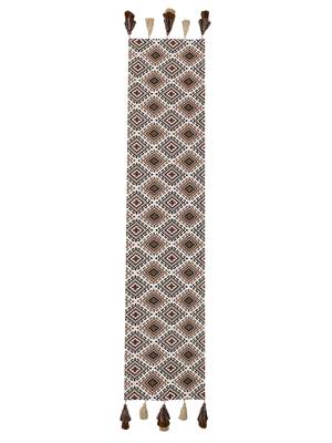 Mezposh tribal beige, brown & multi ikat cotton jacquard table runner (6 seater) 3